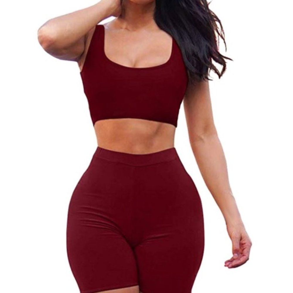 $6    2-Pc Crop Tops And Biker Shorts(AW017BD)